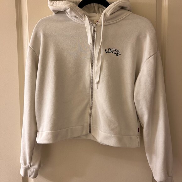 levi's Cream Cropped Zip Hoodie, Size XS - Picture 2 of 7